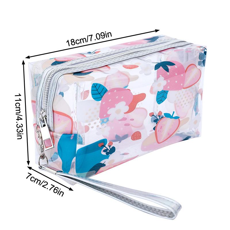 Storage Organizer Pvc Transparent Wash Bags Fruit Printed Cosmetic Pouch Large Travel Cosmetics Storage Makeup Accessory