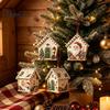 Urlaubsparty-Zubehör DIY Weihnachts-Kunstmalerei mit künstlichen Perlen, Hängender Anhänger-Bausatz, 3D-Perlen-Lebkuchenhaus, Einzigartiges Geschenkhaus, Handgefertigte Miniatur
