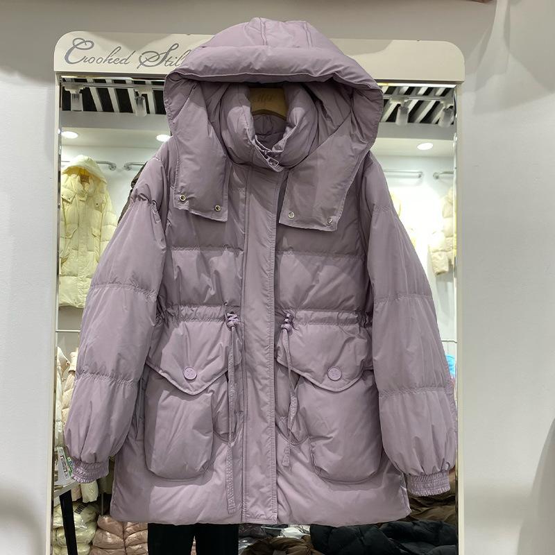 Pinghu down jacket women's new winter short waist down jacket large size