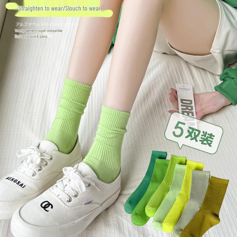 Women's Colorful Knee-High Socks - Trendy Candy Color Mid-Calf Sports Cotton for All Seasons