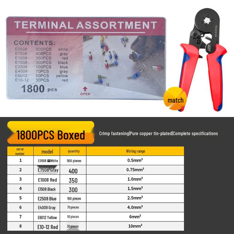 HSC8 6-4 Insulated Tubular Terminal Crimping Pliers Set