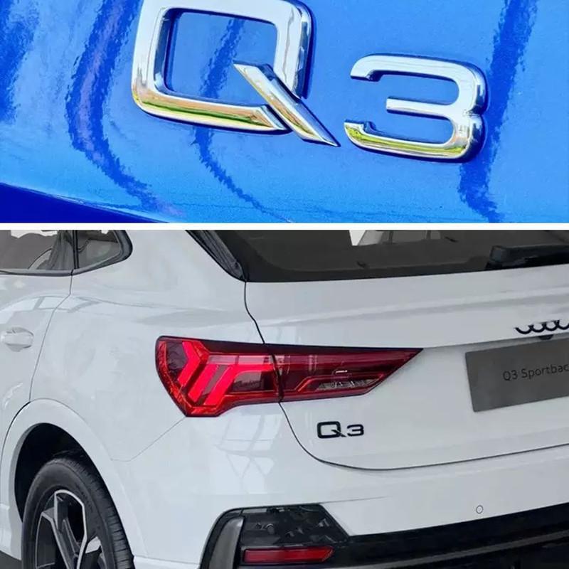 3D ABS Chrome Black Letters Numbers Car Rear Trunk Boot Emblem Sticker Badge For Audi Q2 Q3 Q5 Q6 Q7 Q8 Car Styling Accessories