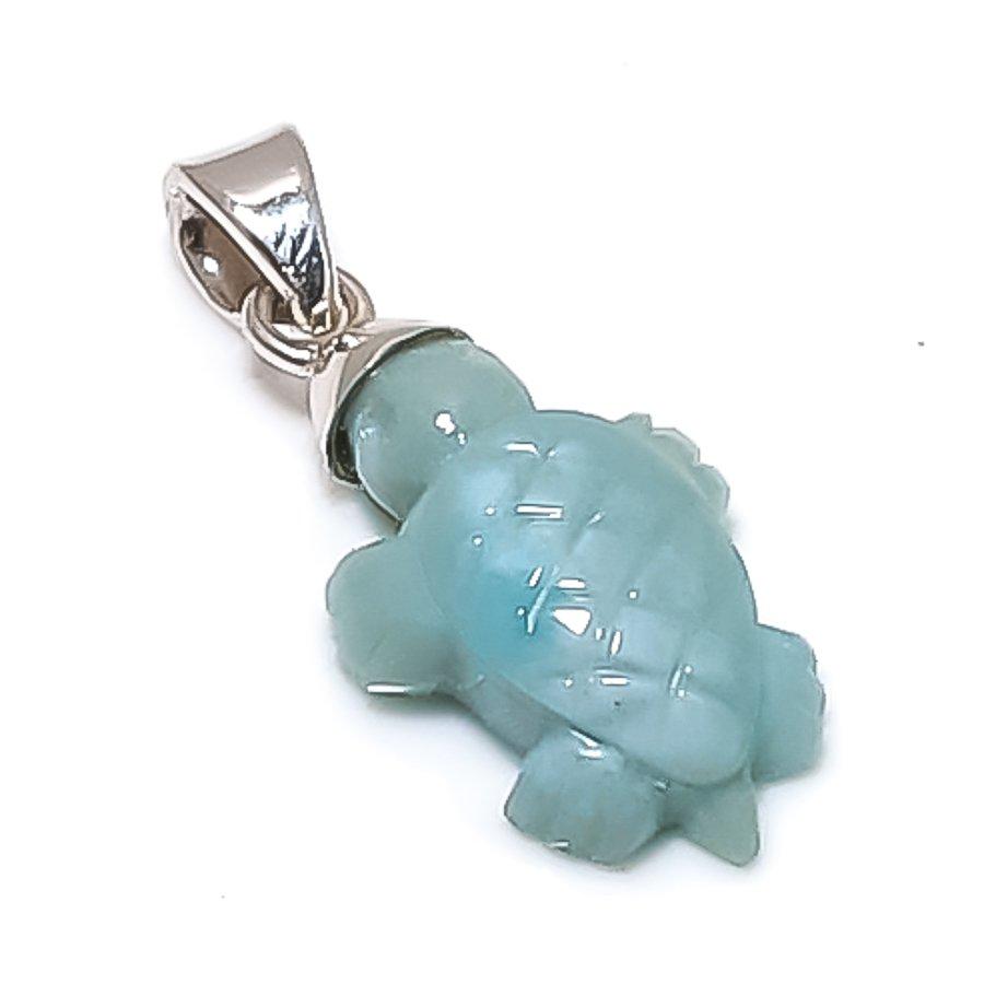 

Natural Larimar Gemstone Handmade 925 Sterling Silver Jewelry Pendant 1.18 c1K71