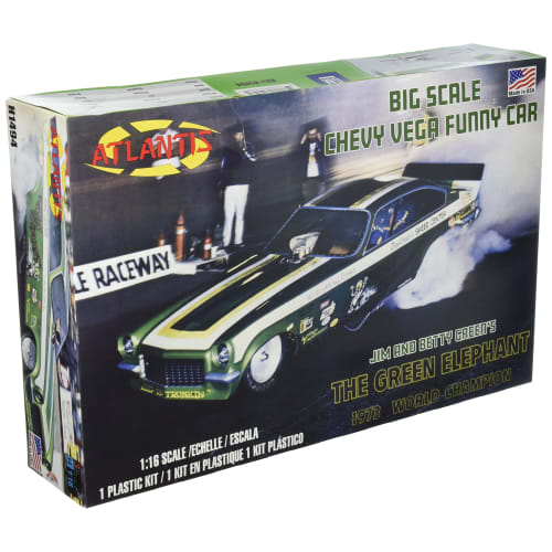 

Atlantis Models 1/16 Scale Green Elephant Vega Funny Car Plastic Model Kit ATLAMCH1494