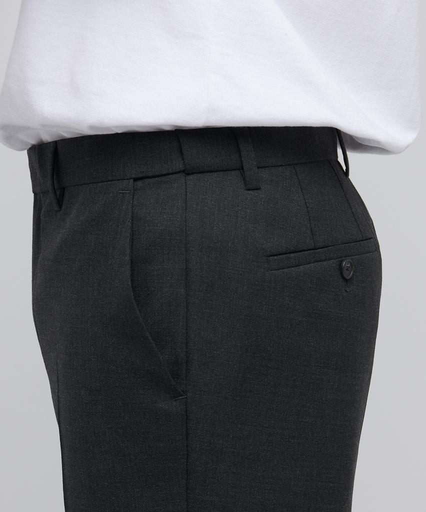 MUSINSA STANDARD Wool Tapered Hidden Banding Crop Slacks [Charcoal Gray]