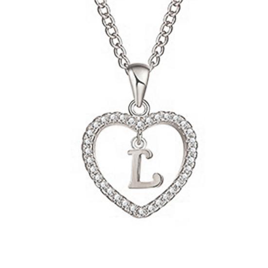 Concise Hollowed Heart Alphabet Unisex Necklace Jewelry Neck Chain Pendant Decor