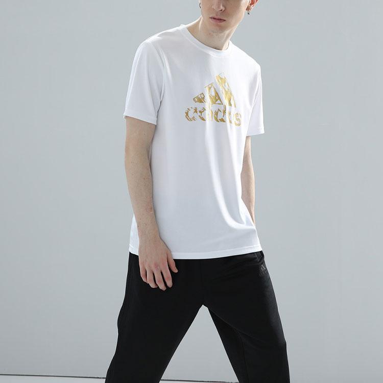 Adidas American Retro Letter Logo Print Quick-Dry Breathable Crew Neck Short Sleeve T-Shirt Unisex T-Shirt White Platinum ADITSG2P-WG