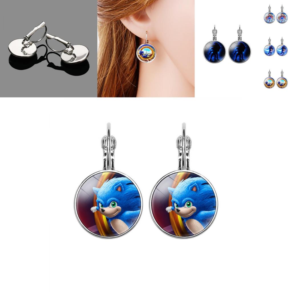 Urocze kolczyki Jeż Sonic biżuteria z postaciami z kreskówek dla fanów anime