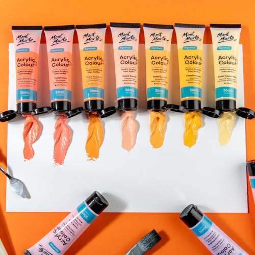Mont Marte Acrylic Paint Set, Pastel Colors, Modern Design, Decorative Items, 24 Colors (36ml), Great Set, Perfect for Fabric, Canvas, Wood Products,