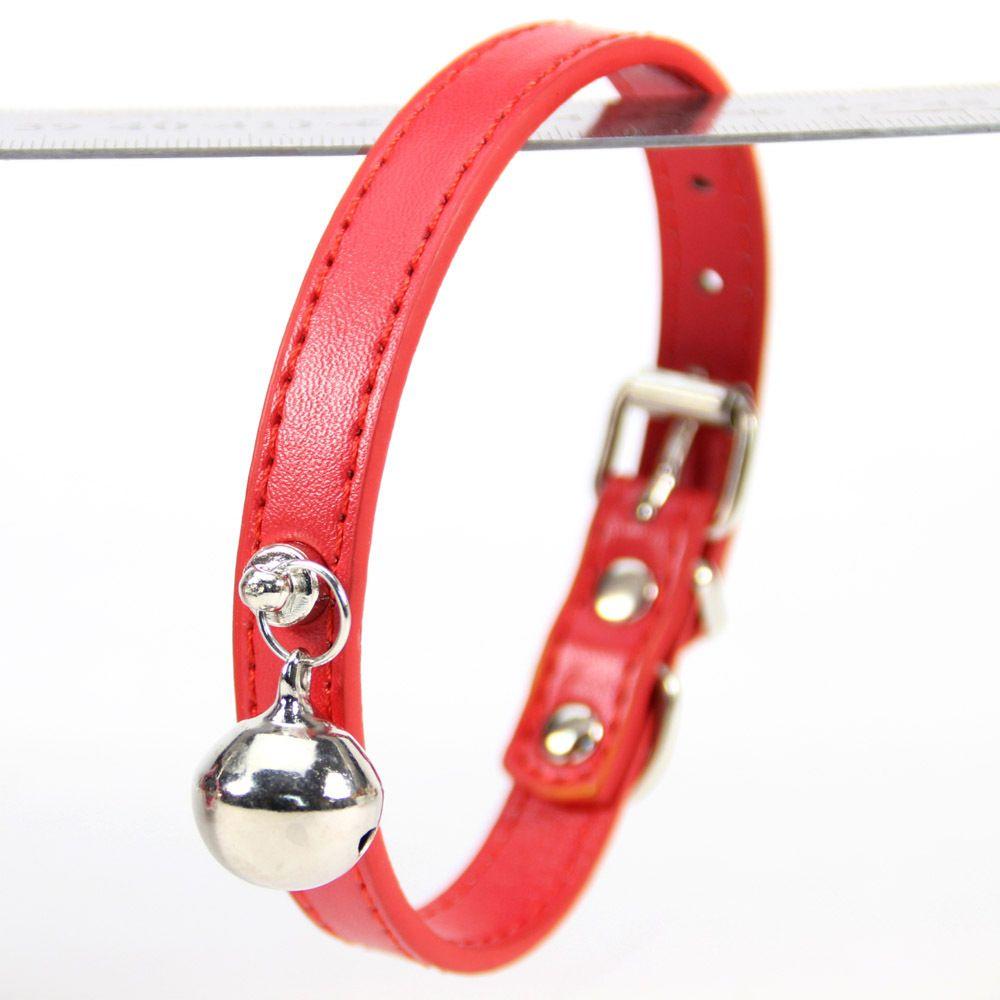 Solid Leather Chihuahua With Bell Kitten Puppy Neck Strap Pet Accssories Dog Necklace Cat Collar