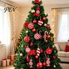 Indoor Holiday Party Supplies 12/24/36 Pcs Wooden Candy Cane Christmas Ornaments, Hanging Lollipop Ball Decor, Double-Sided Vintage Style Xmas