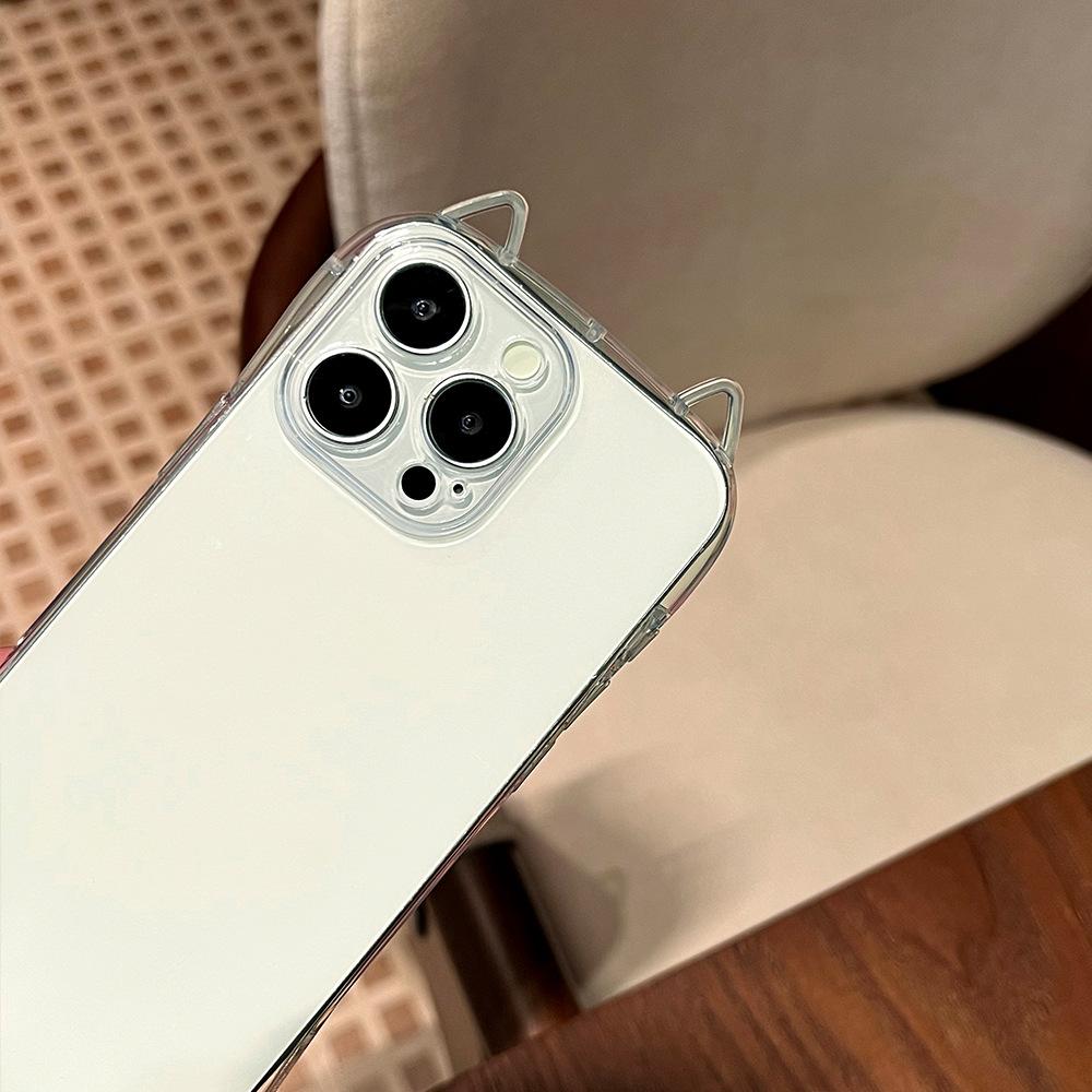 Cat Ears Clear Phone Case For iPhone 17 Air 16 Plus 15 14 13 12 11 Pro Max X XS XR 7 8 SE 2022 2020 Minimalist Shockproof Transparent Protective Cover