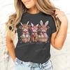 Happy Easter Day T-shirt Female Easter Cute Highland Cow Graphic T Shirts Women Cute Cow Gift for Women Retro Easter Vibes Shirt