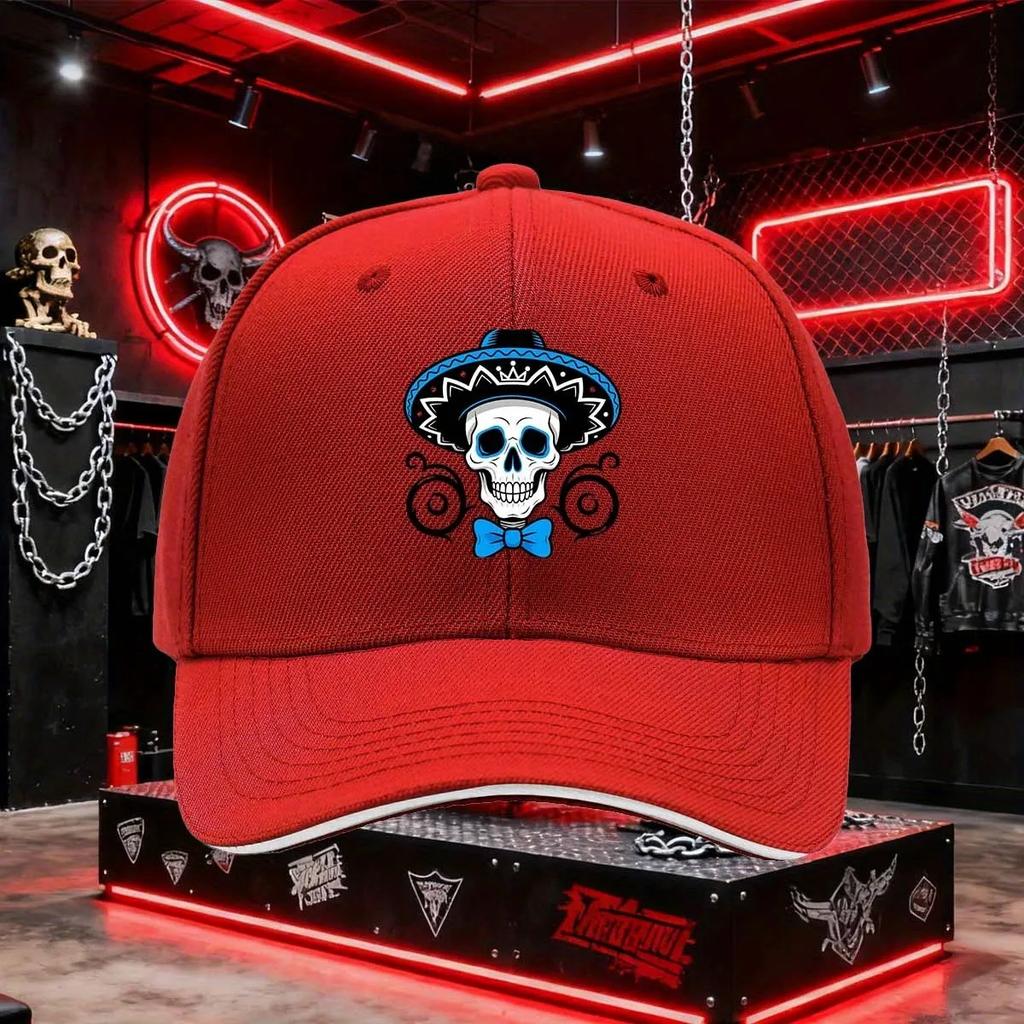 Day Of The Dead Mariachi Skull Baseball Cap Polyester Adjustable Casual Snapback Hat Unisex