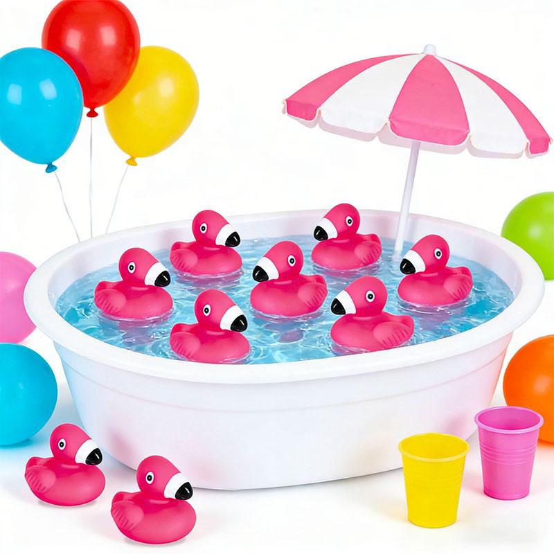 Personalized Name Flamingo Rubber Ducks Custom Text Pink Flamingo Duck Floating Squeaky Bath Toys Pool Party Birthday Party Deco