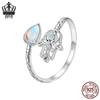 Avle Original Lucky Hand Ring - S925 Sterling Silver Platinum-Plated Open Ring Jewelry for Women