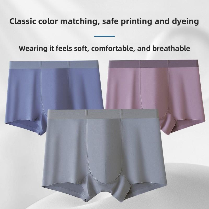 Large Size Men's Spring and Summer 10A Antibacterial No Mark Breathable Mid Waist Flat Angle Briefs