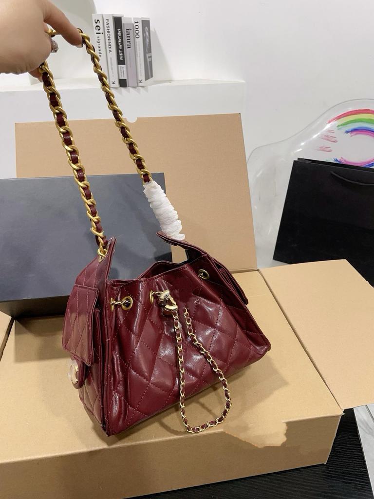 Borsa a tracolla trapuntata a rombi con coulisse 2026 - Borsa a tracolla moda donna O315