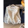 Lace V-Neck Pearl Breasted Shirt~ Spring Loose Temperament Top