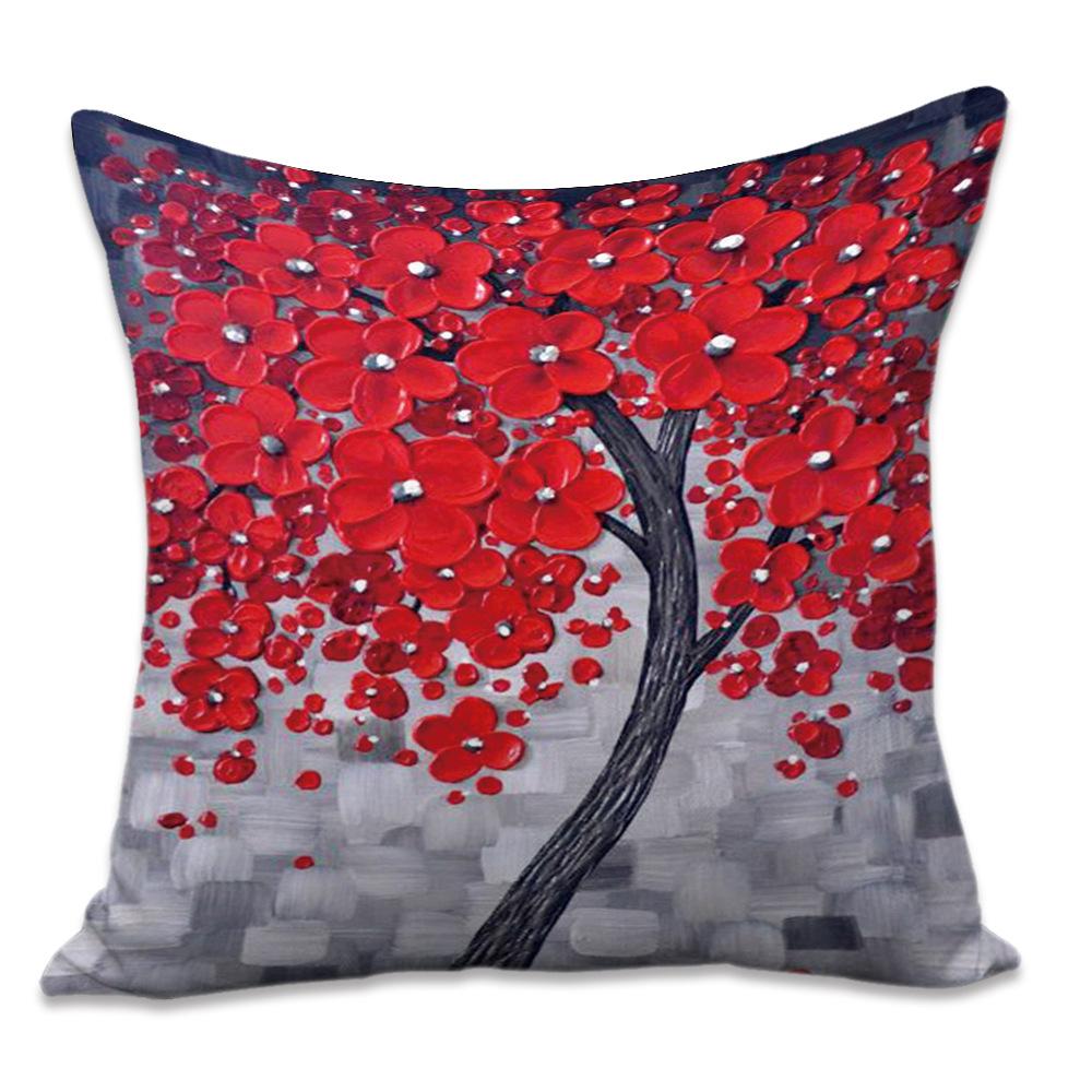 Printed Pillowcase Digital Printed Cotton and Linen Super Soft Peach Leather Velvet Pillowcase Oil Painting Style Pillowcase