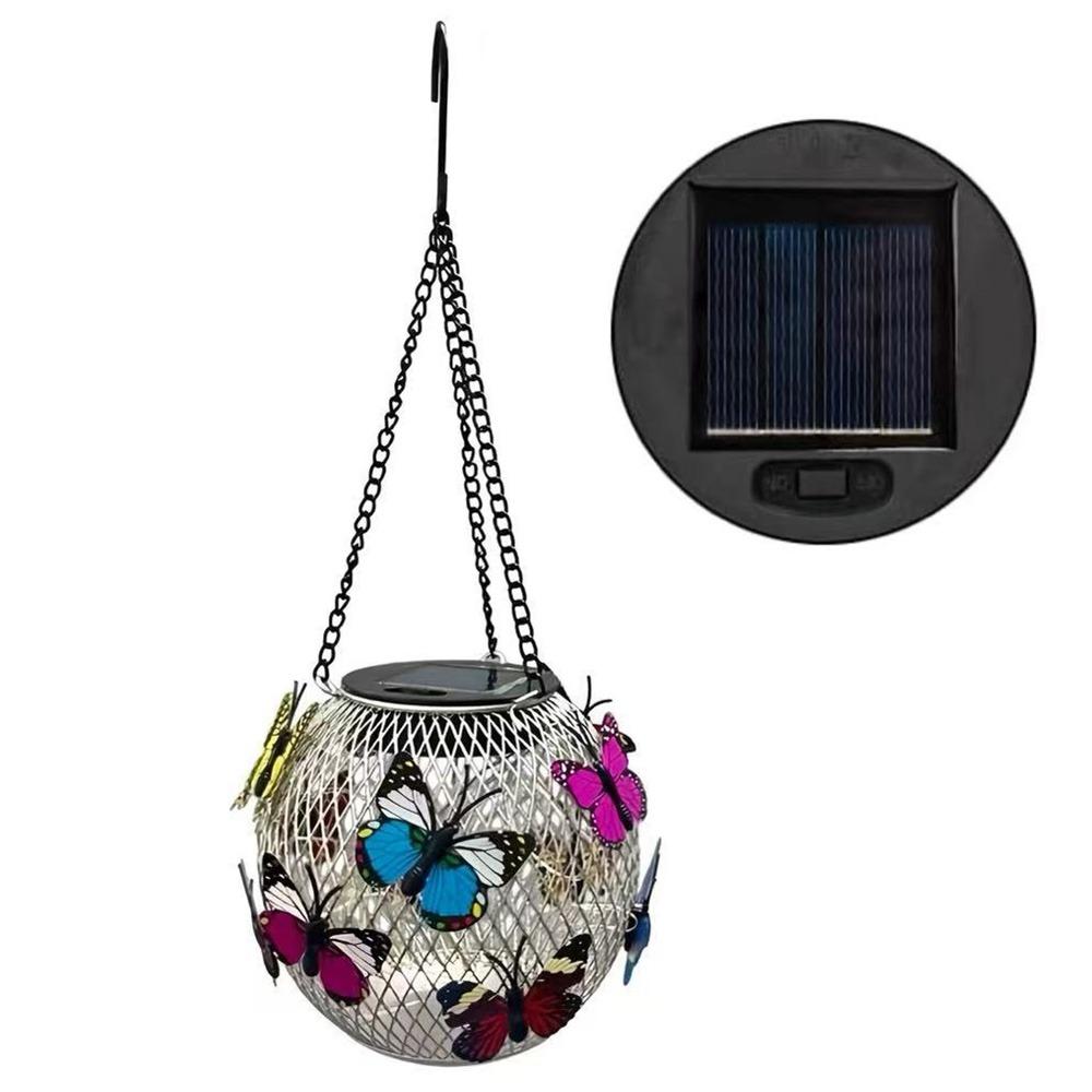 Retro Solar Butterfly Hanging Light Waterproof Garden Decorative Light  Party Decor