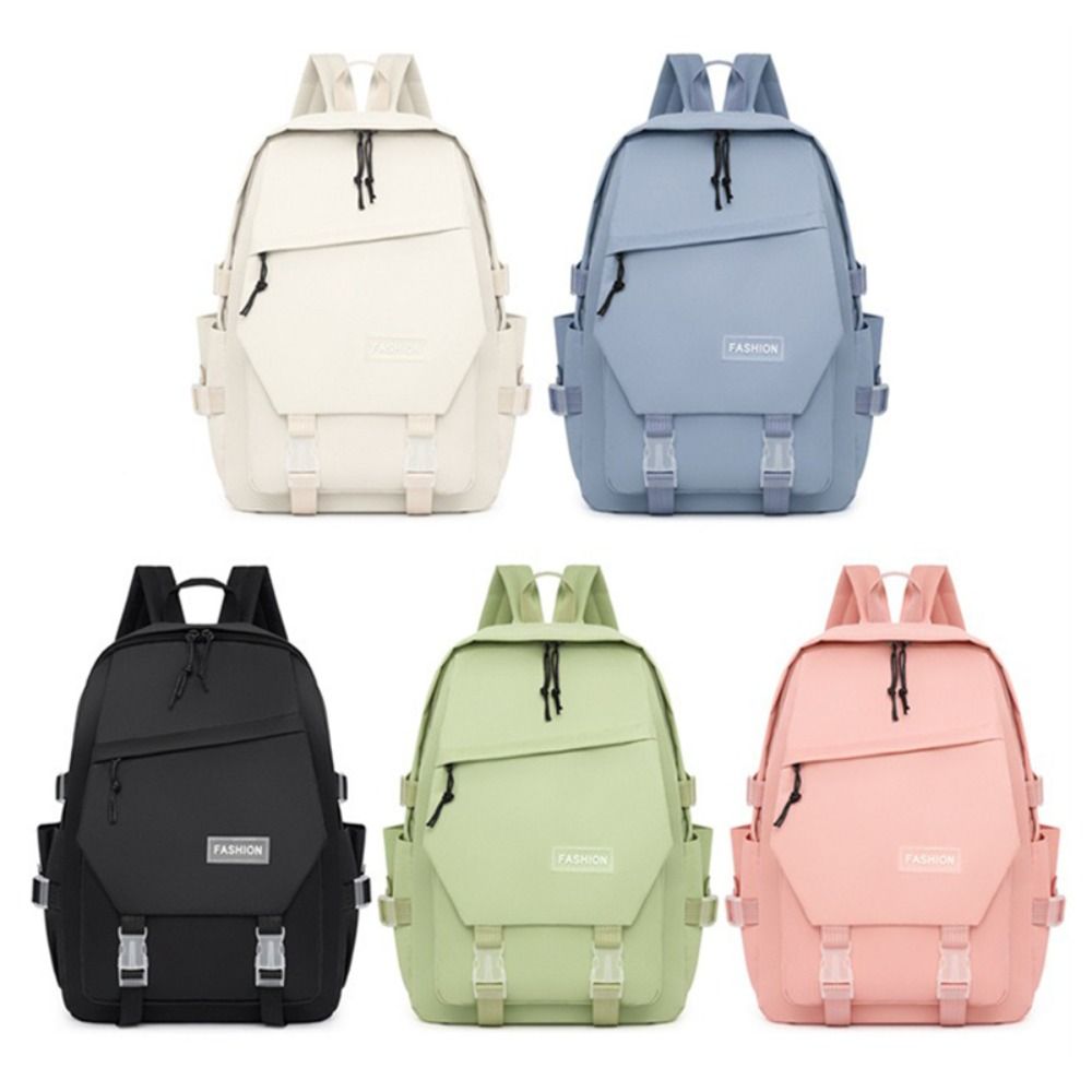 New Nylon Schoolbag Solid Color Large Capacity Bookbags Waterproof Alleviate Burden Backpack Back To School Gift