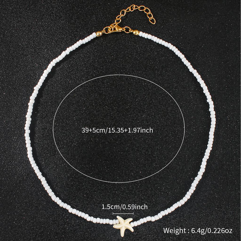 Bohemsk Hvit Håndlaget Perlekjede Delikat Sjøstjerneaksent På Chokeren Passer For Sommerstrandfester Ferie Zirkon