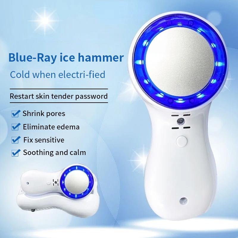 Blue Light Therapy Cold Hammer Facial Skin Massage Machine Cryotherapy Ice Healing Face Care Massager Beauty Lifting Skin Care