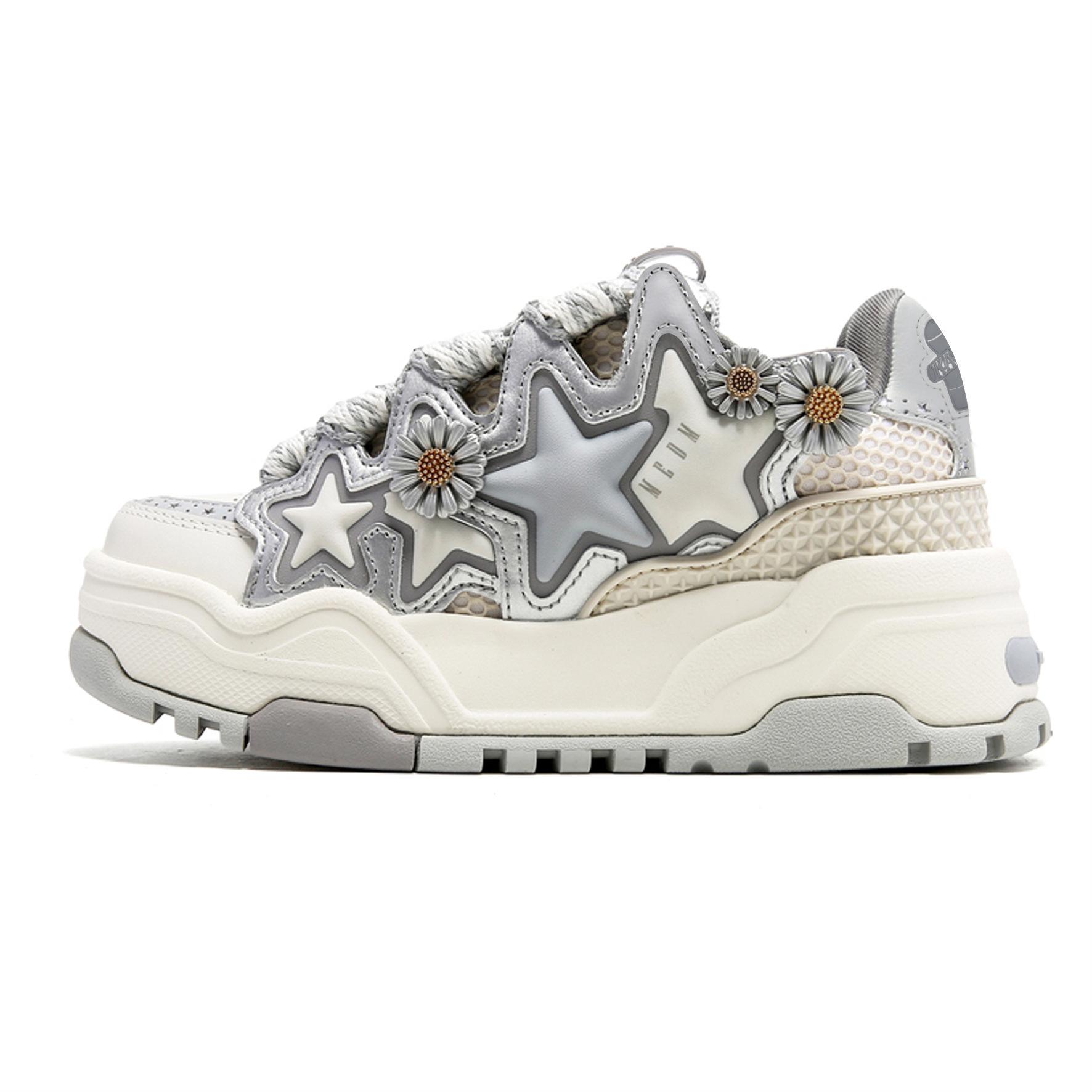 

Guochao 2023 A/W Daisy Series Star Bread Height-Boost Sneakers for Couples 40