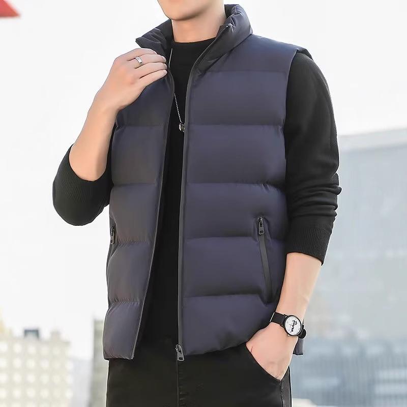 Korean Style Autumn Winter New Style Minimalist Casual Down Vest Outerwear Gilet Warm Sleeveless Padded Jacket For Men