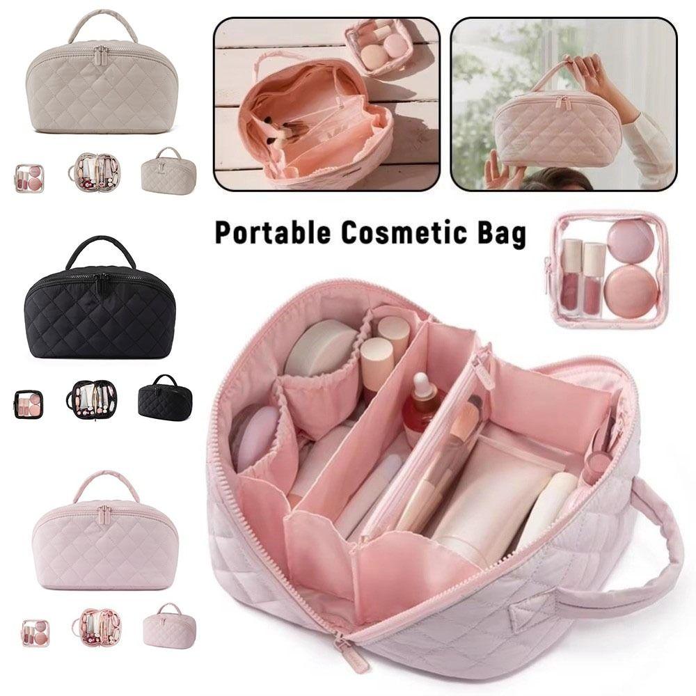 Water-Resistant Handheld Cosmetic Bag Multiple Pockets Make Up Pouch Bag Toiletry Bag  Vacation