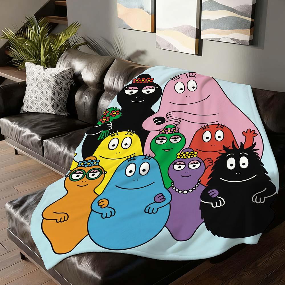 Cartoon Barbapapa Blanket Soft and Skin Friendly For Couch Bed Napping Bedspread All Seasons Comforter
