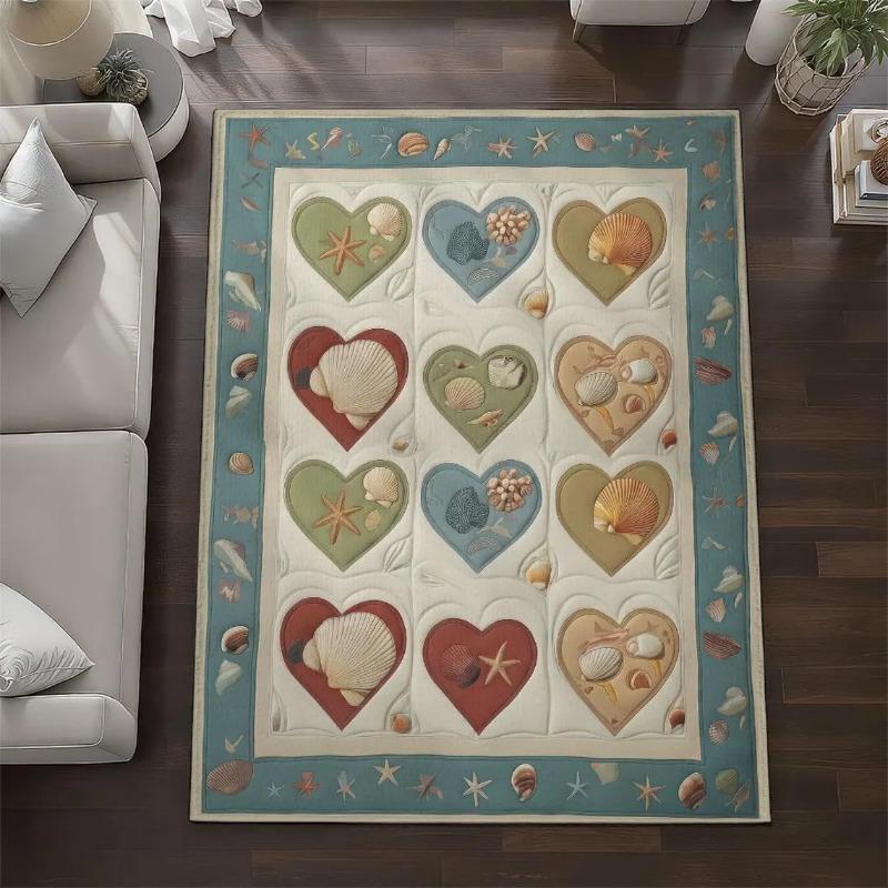 Love Patchwork Plaid Printed Carpet Valentine's Day Decorative Door Mat Entrance Living Room Bedroom Spring Atmosphere Rug