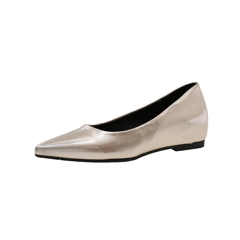 Inner height increase 2025 spring new color simple versatile soft sole single shoes pointed flat shoes versatile commuter light mouth shoes