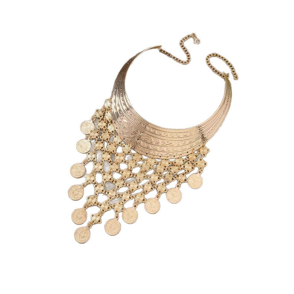 Punk Metal Exaggerated Pattern Collar, Exaggerated Fringed Collar.