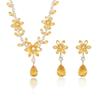European Style Zircon Flower Tassel Necklace and Earrings Set