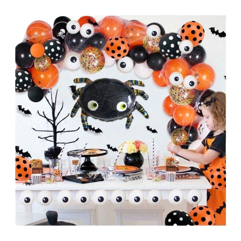 Halloween Balloon Chain, Horror Eyeballs, Purple, Black, Green, Latex, Balloon Arch, Spider Skeleton, Ghost Eye Decoration