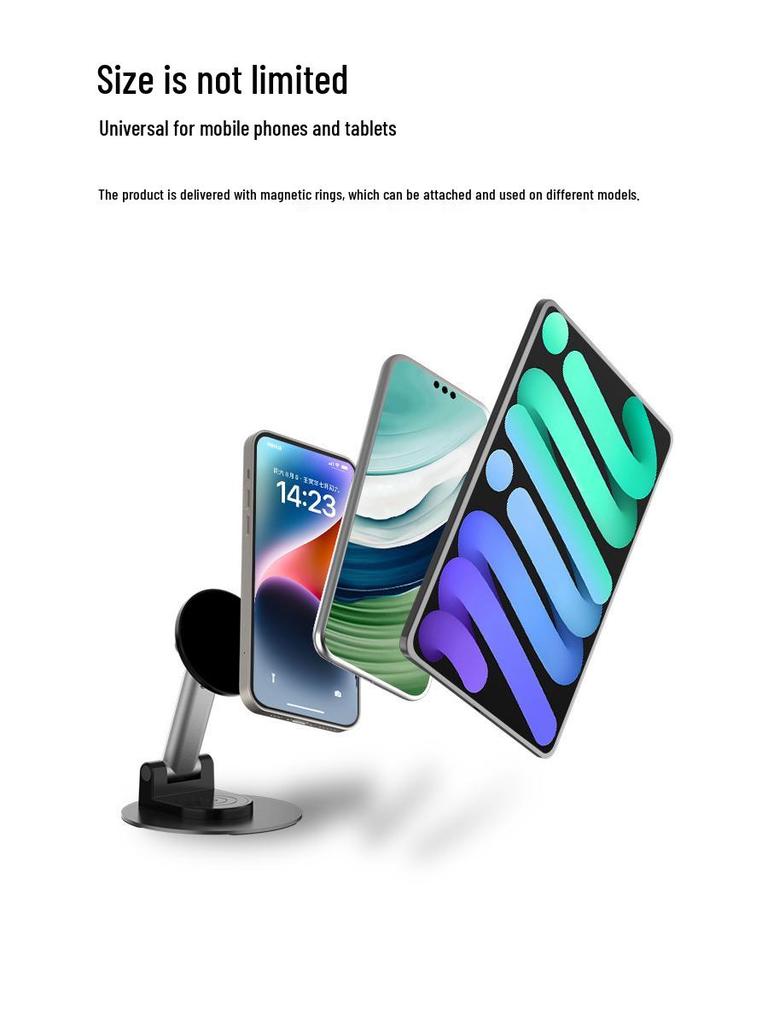 Magnetic Phone Holder: 360° Rotating Stand for MagSafe Tablets & Phones