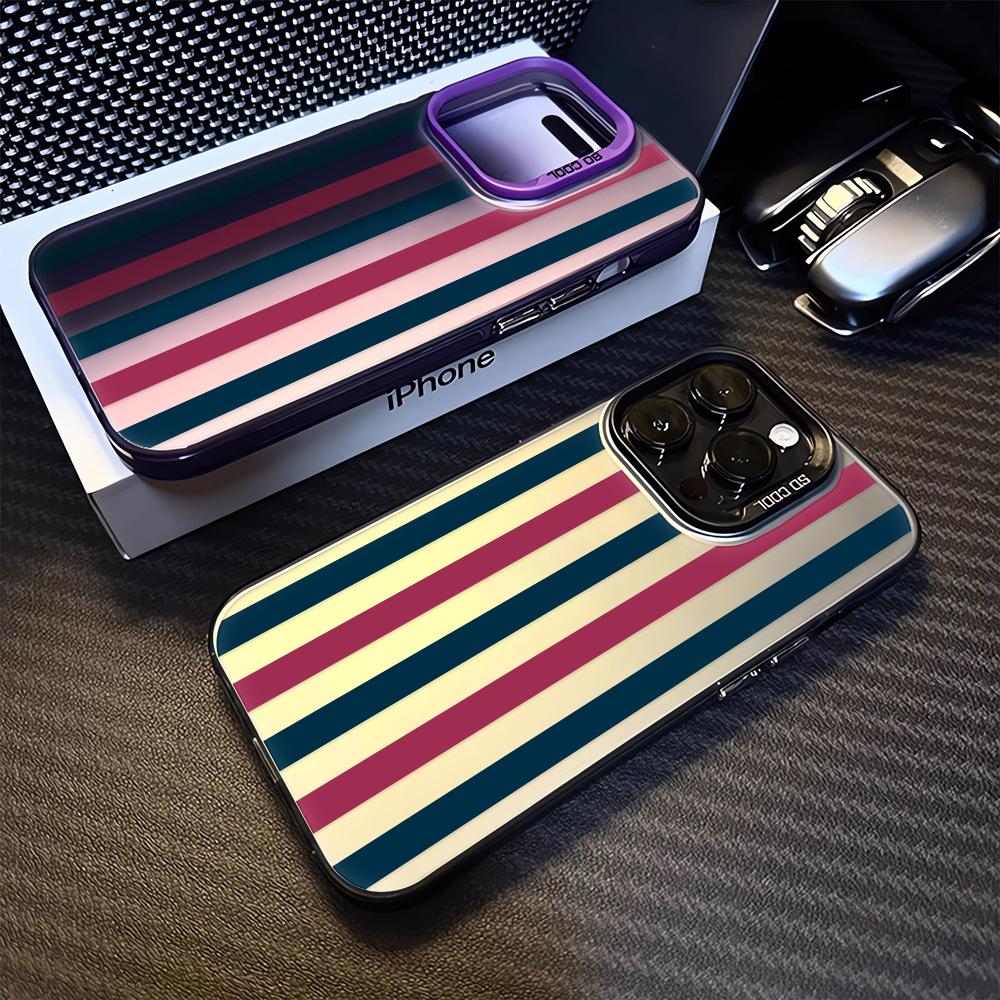Grid Stripes Pattern Phone Case For IPhone 16 15 14 Pro Plus 17 Air 13 12 11 Pro Max 16E Silicone Hard Shockproof Cover Fundas