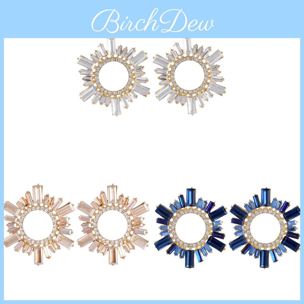 Vintage Art Deco Alloy Crystal Round Drop Earrings For Women Summer