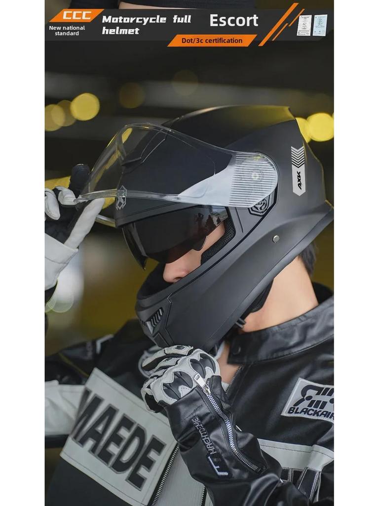 3C/DOT Certified Men's and Women's Winter Motorcycle Helmet, Four-Season Full Helmet