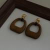 Retro Style Metal Wood Splicing Earrings Women's Premium Natural Wood Grain Earrings Fashion Daily Mori Earrings