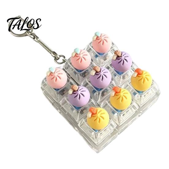 Creative Gifts for Stress Relief Dumpling Keycap Fidget Toy, Soft Squeeze Pendant with Keychain, Light Up Keychains Cute Bun Bag Charm Anxiety