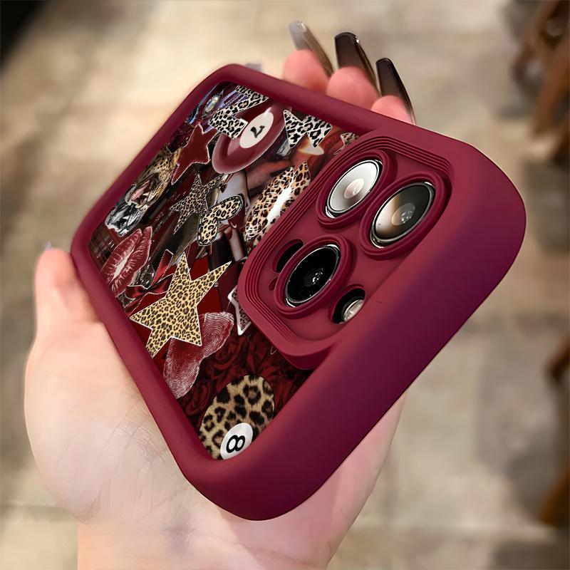 Retro Leopard Print Collage Pattern Phone Case Suitable for iPhone 17 16 15 14 13 12 11 Pro/Max/Plus Anti Drop and Shockproof