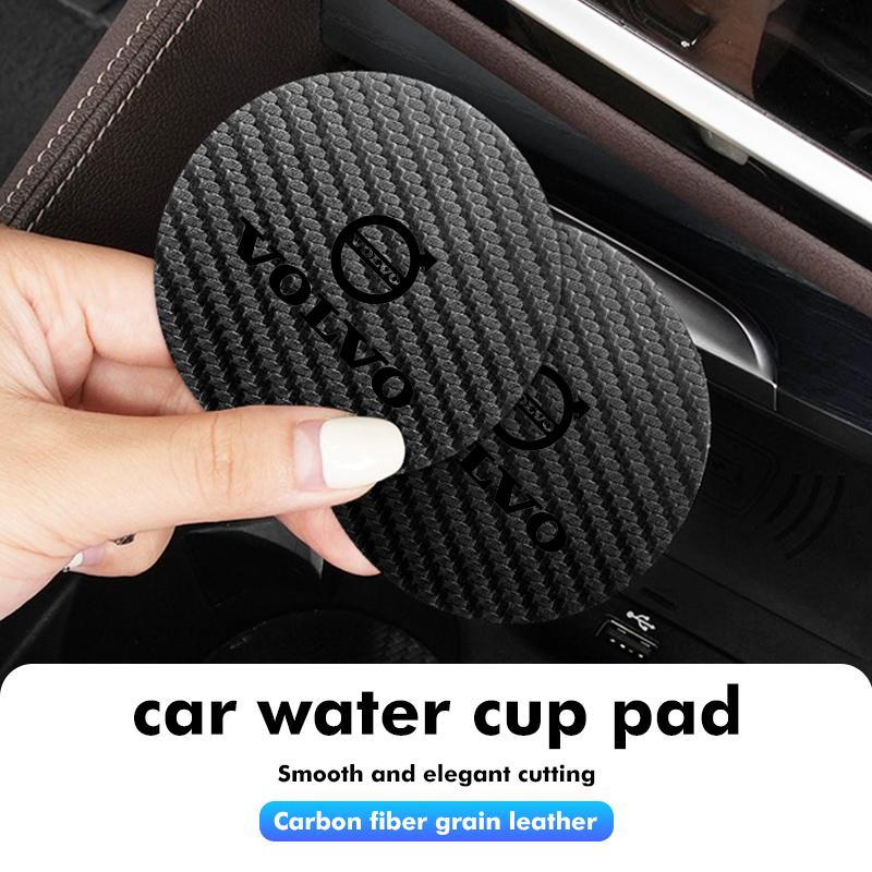 2Pcs Car Coasters Water Cup Holder Pads Anti Slip Accessories For Volvo V50 S60 XC60 S40 XC40 XC90 V70 XC70 C30 V40 V60