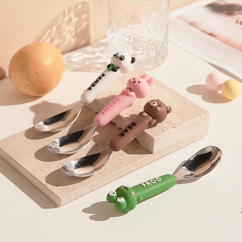 Cute Rabbit Soft-Handle Stainless Steel Spoon Set