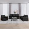 Vidaxl 3-Cz. Sofa Set with Cushions, Black, Faux Leather