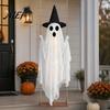 Animierte Halloween-Hoffiguren Leuchtender Hängender Schaukelgeist mit Hexenhut, Fernsteuerbare Einstellbare Dekoration Helligkeit, Fliegendes Ornament für
