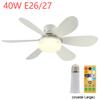 E26/E27 Fan LED Light Ceiling Fans with Lamp and Remote 30/40W Light Bulb Fan Dimmable Timed for Bedroom Kitchen Living Room