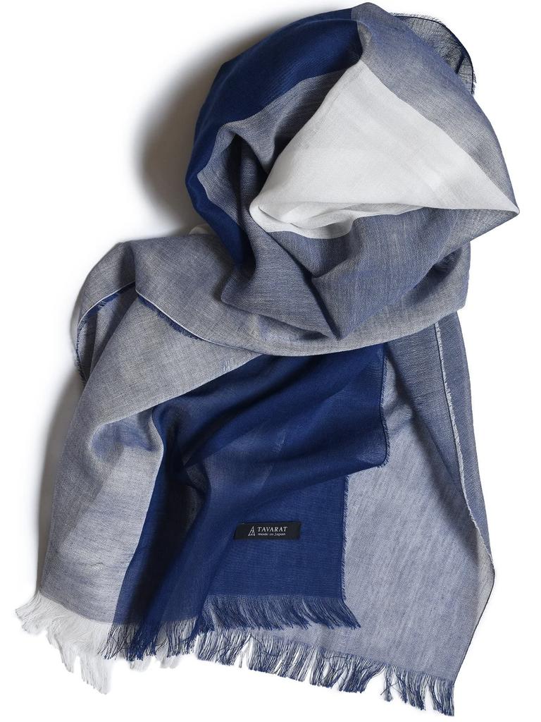 TAVARAT Thin Made in Antibacterial and Men's Stole, Japan, 100% Cotton, Kyotango, Odor-Resistant, Tps-044 (Navy)
